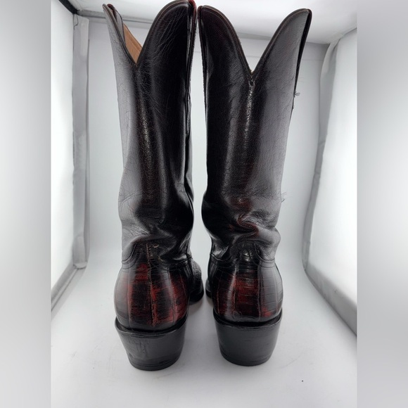 Men's Cowboy Exotic Handmade Black Jack 8D Caiman Belly Black Cherry $1300 MSRP​ - Picture 6 of 13